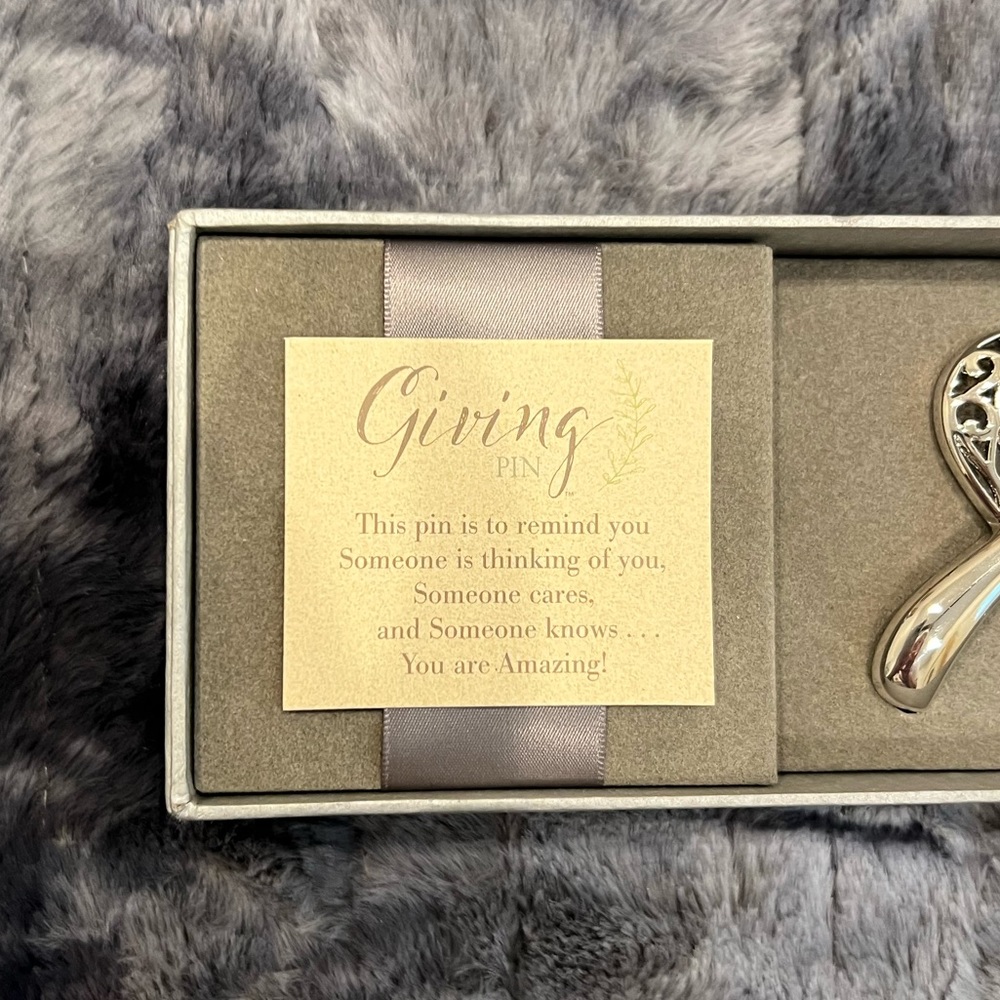 Silver Ribbon Giving Pin - Picture 2 of 6